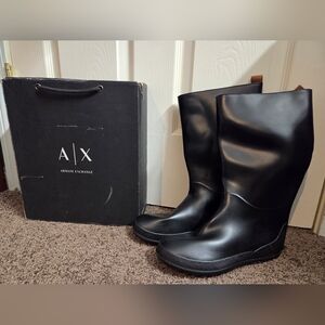 Armani Exchange Black Rain Boots